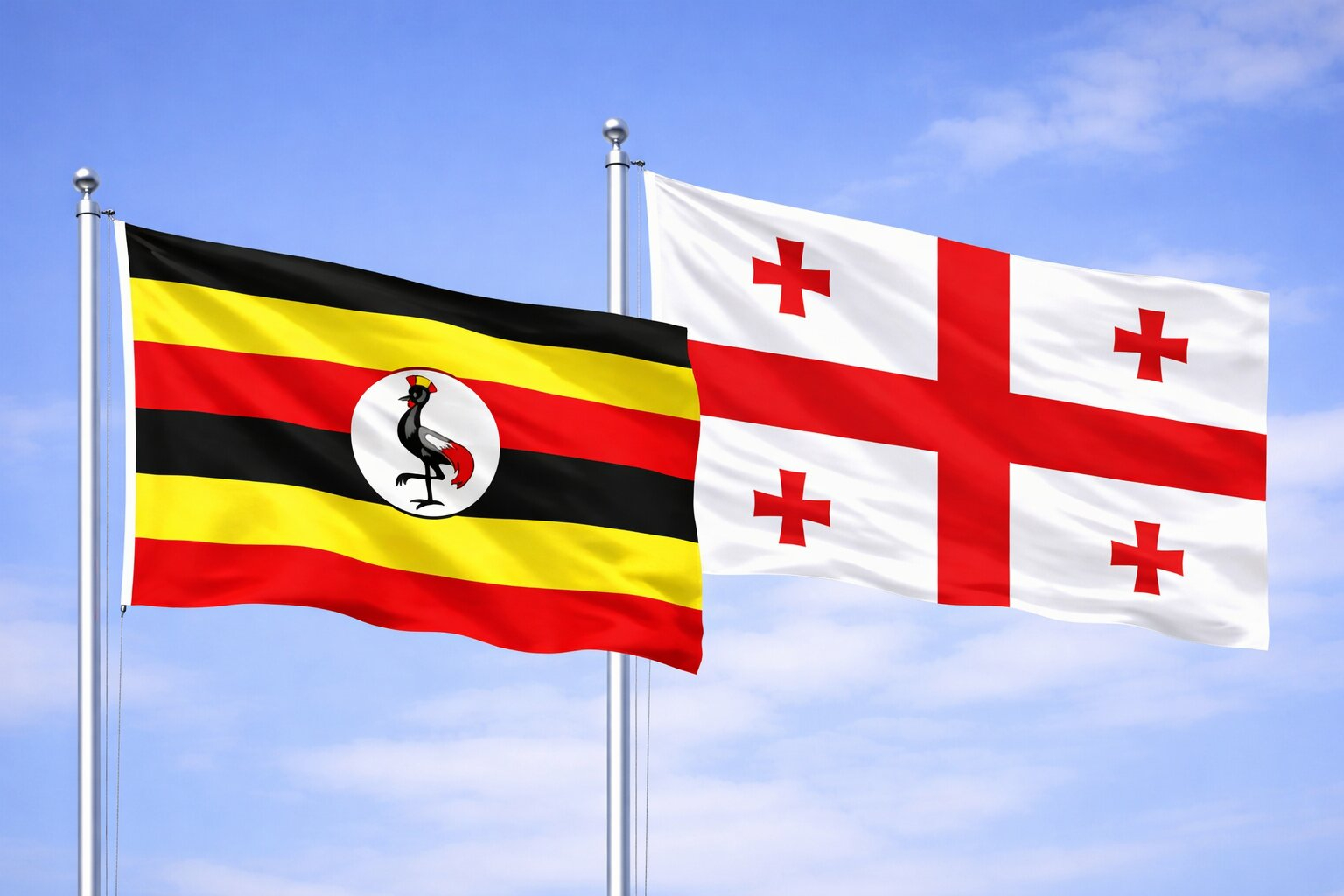 Uganda Flag And Georgia Flag