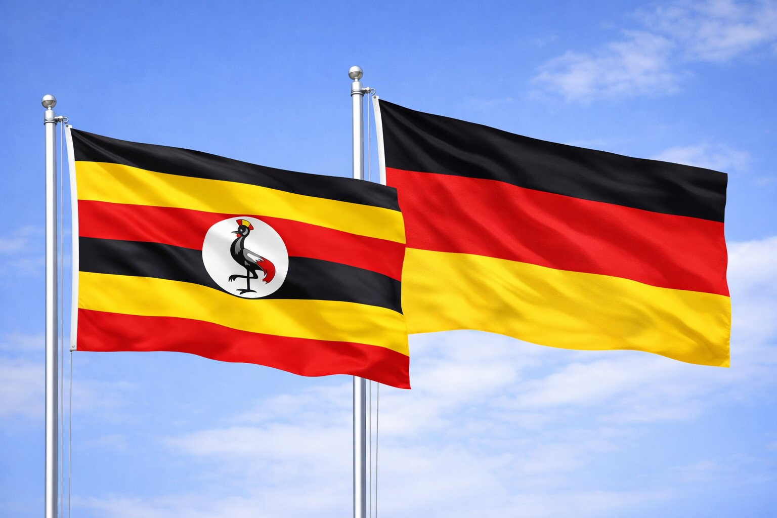 Uganda Flag And German Flag