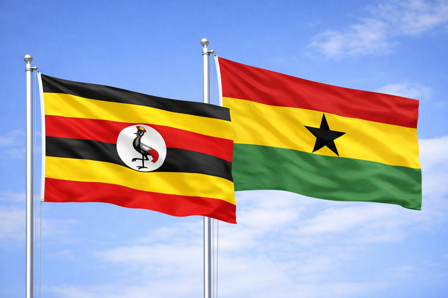 Uganda Flag And Ghana Flag