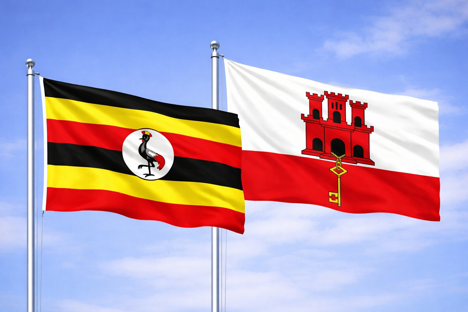 Uganda Flag And Gibraltar Flag