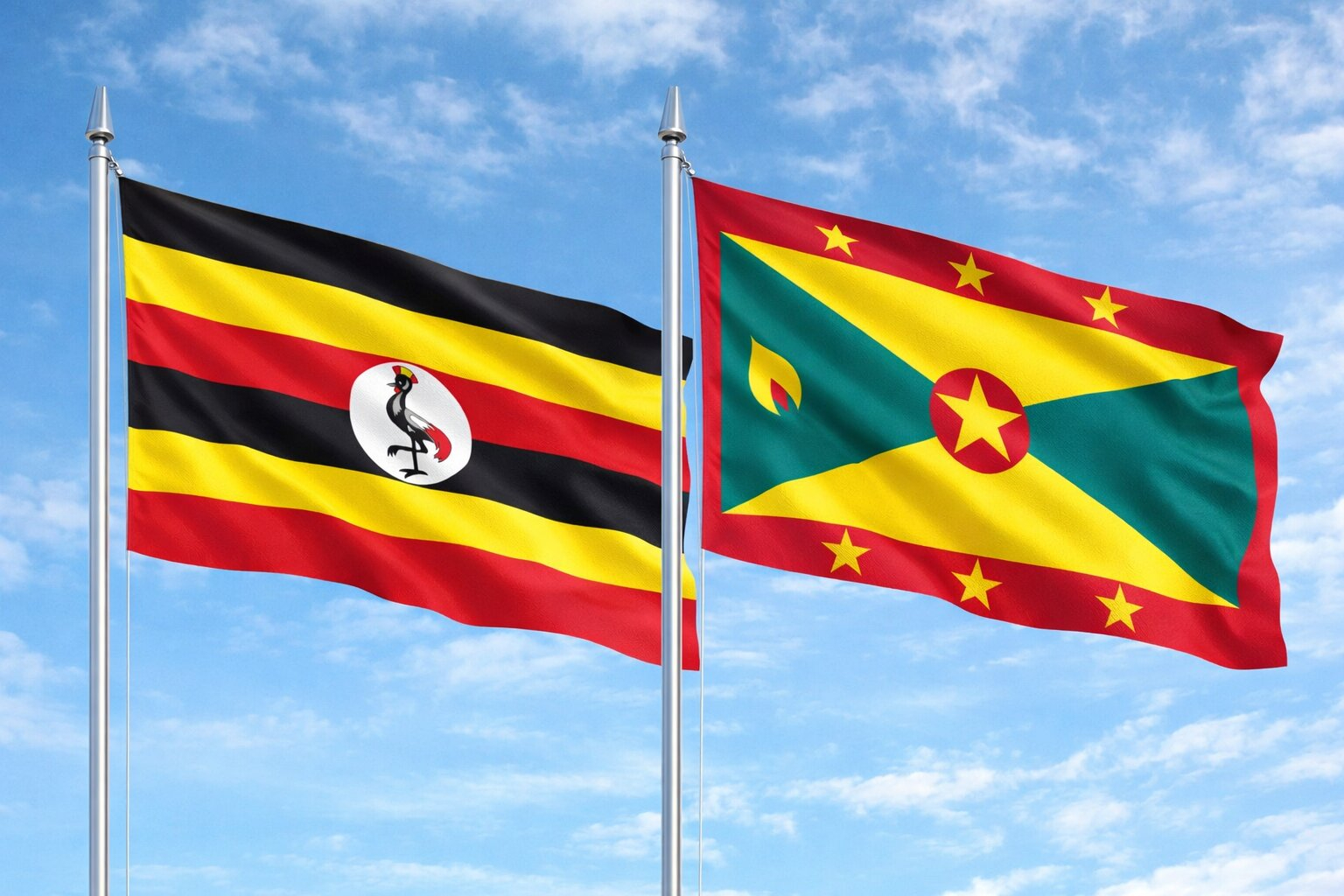 Uganda Flag And Grenada Flag