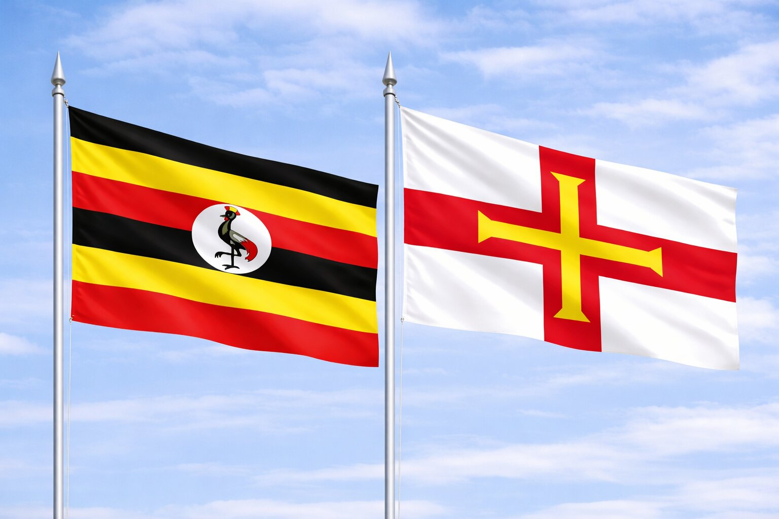 Uganda Flag And Guernsey Flag