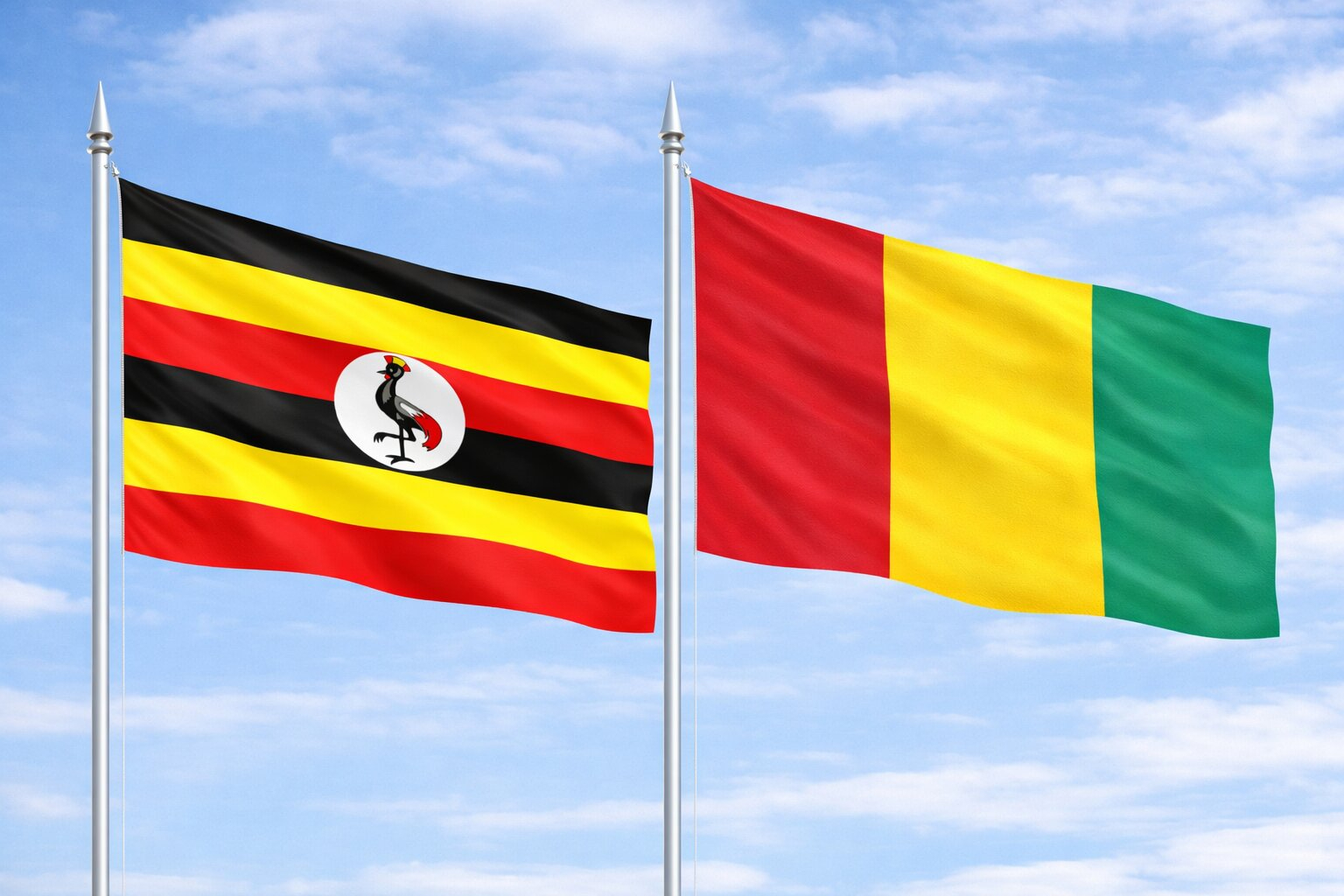 Uganda Flag And Guinea Flag
