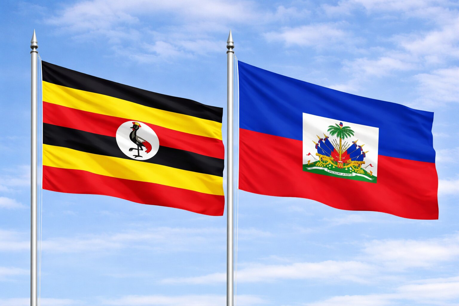 Uganda Flag And Haiti Flag