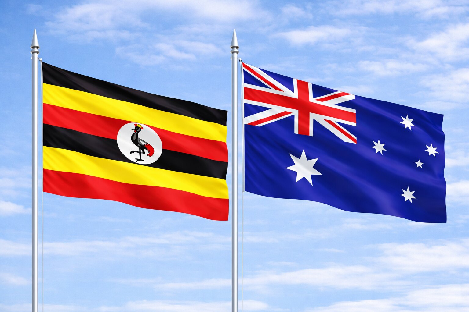 Uganda Flag And Heard Island And Mcdonald Island Flag