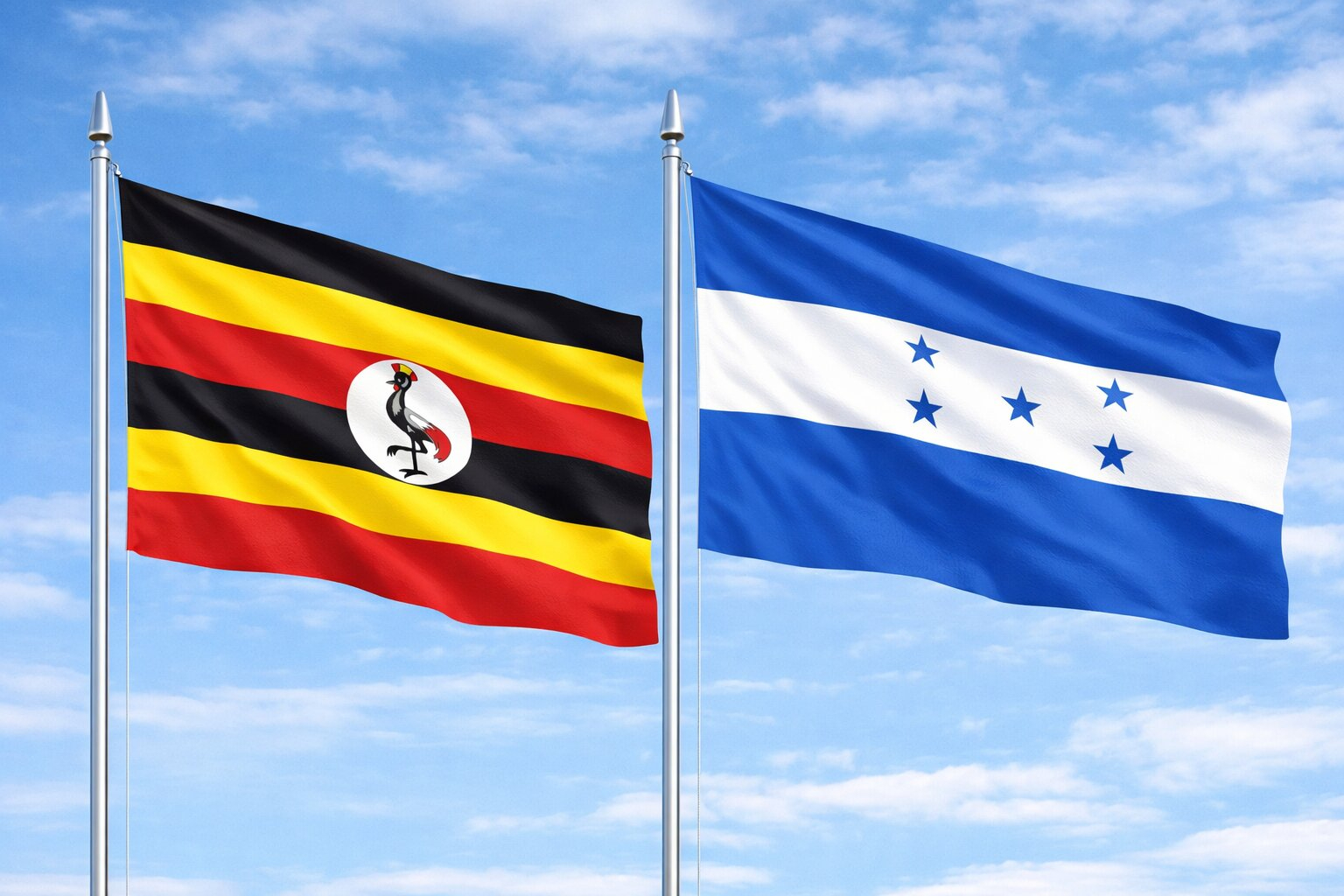 Uganda Flag And Honduran Flag Together
