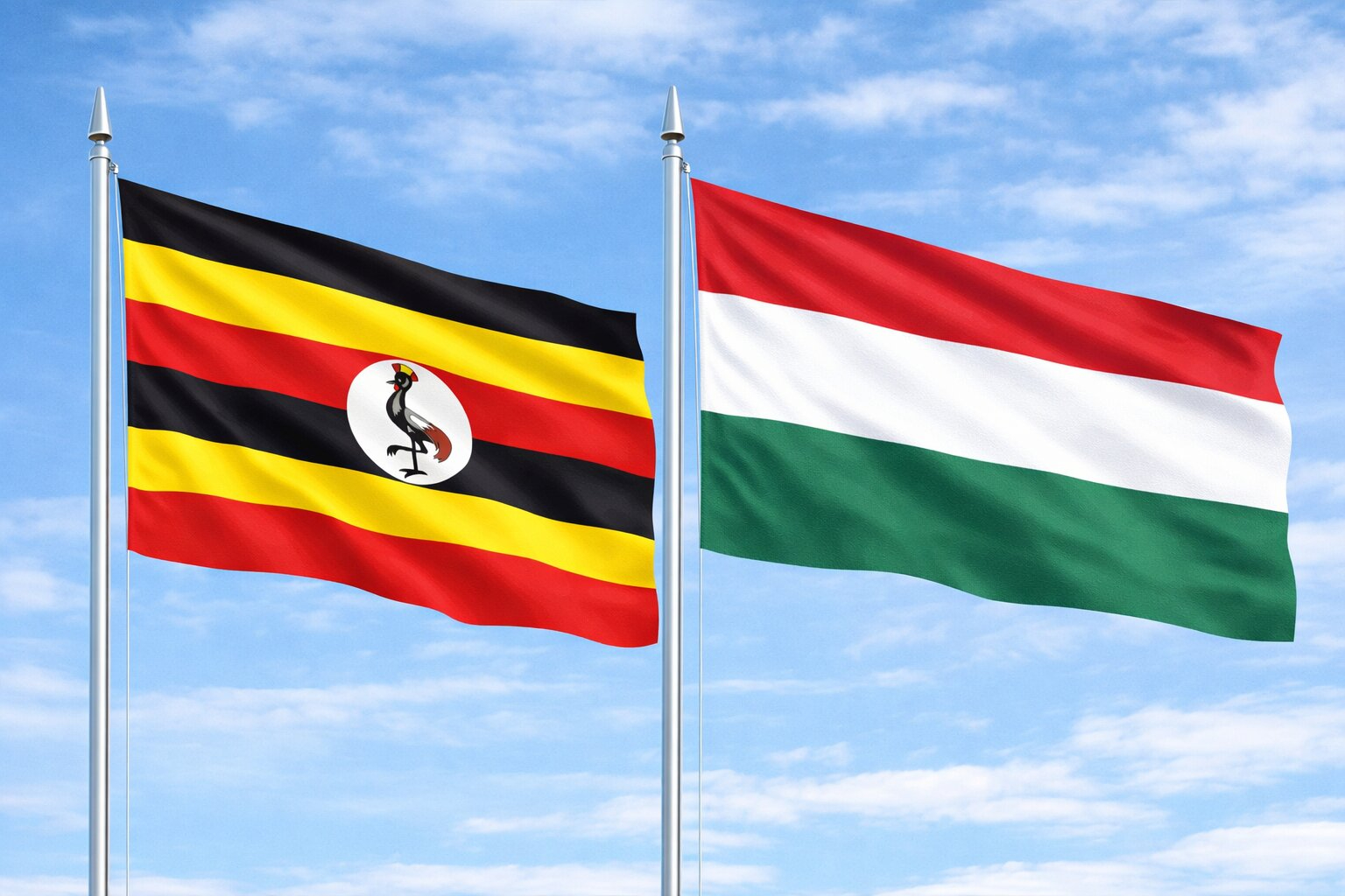 Uganda Flag And Hungarian Flag