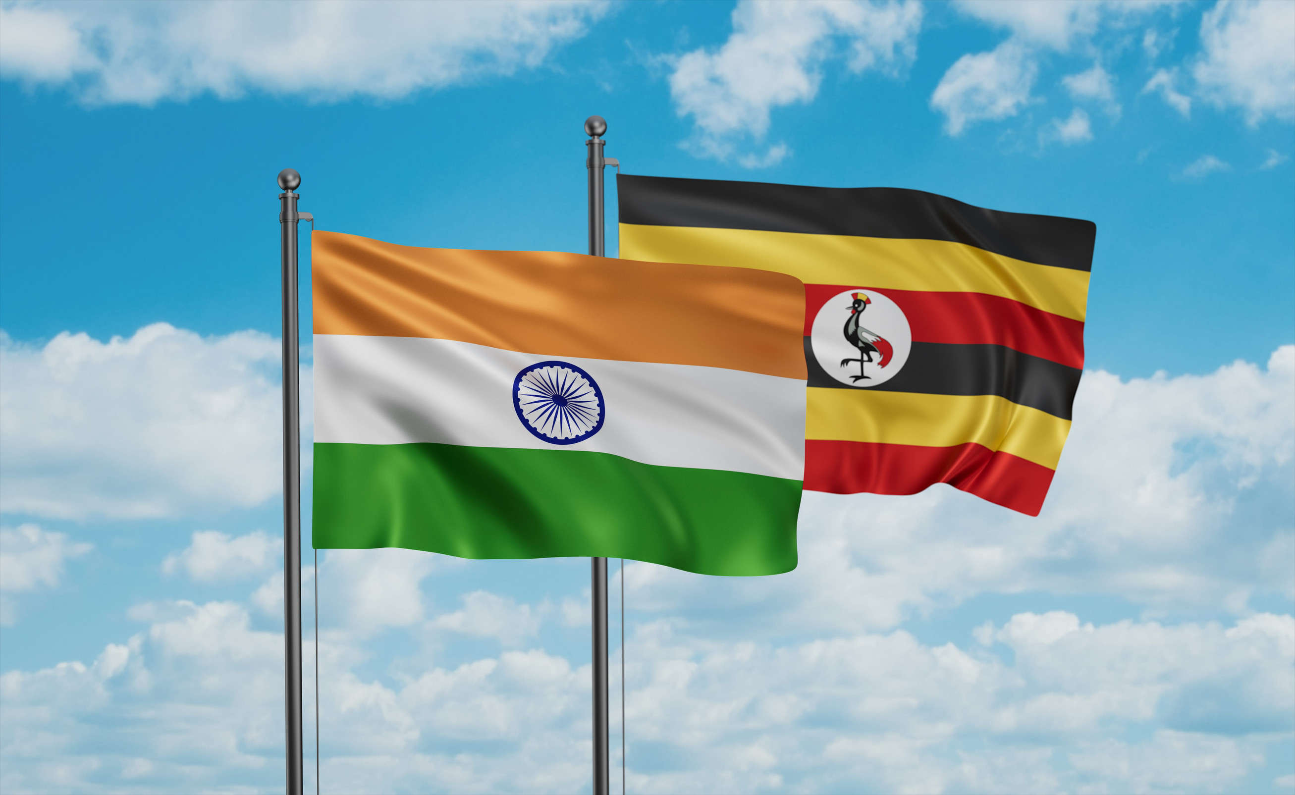 Uganda Flag And Indian Flag