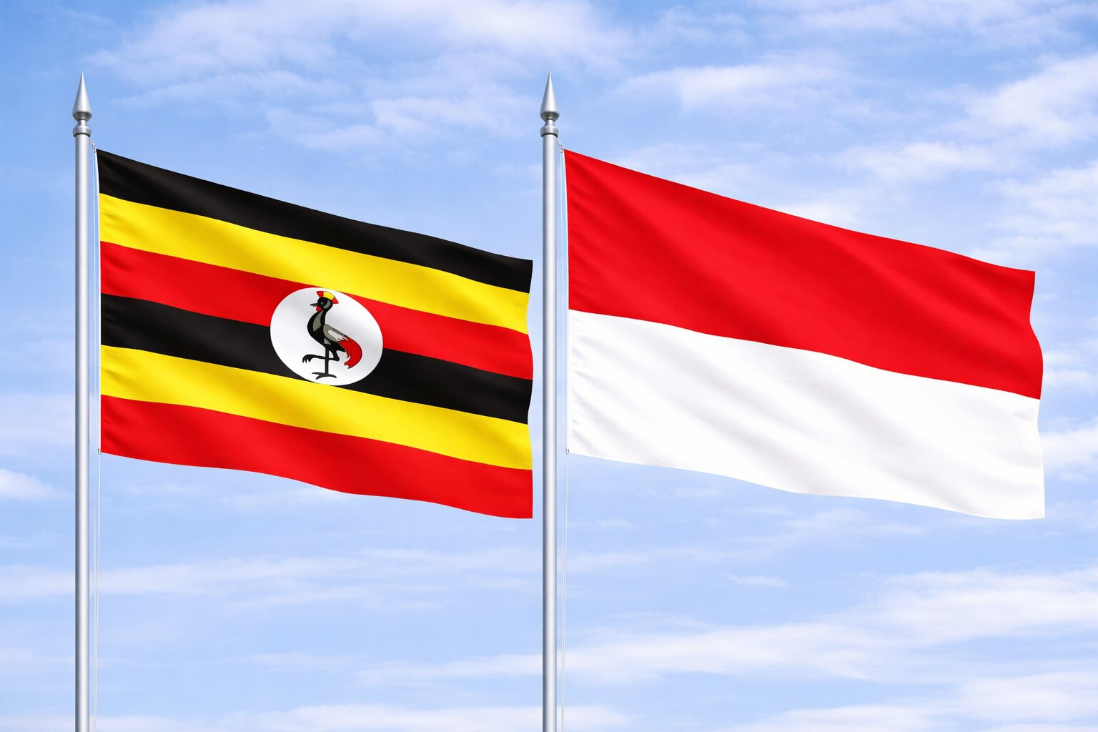 Uganda Flag And Indonesian Flag