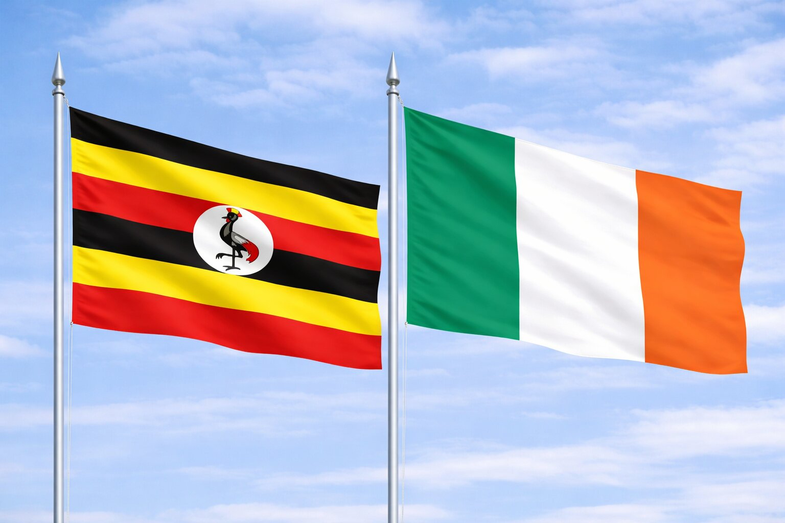 Uganda Flag And Ireland Flag