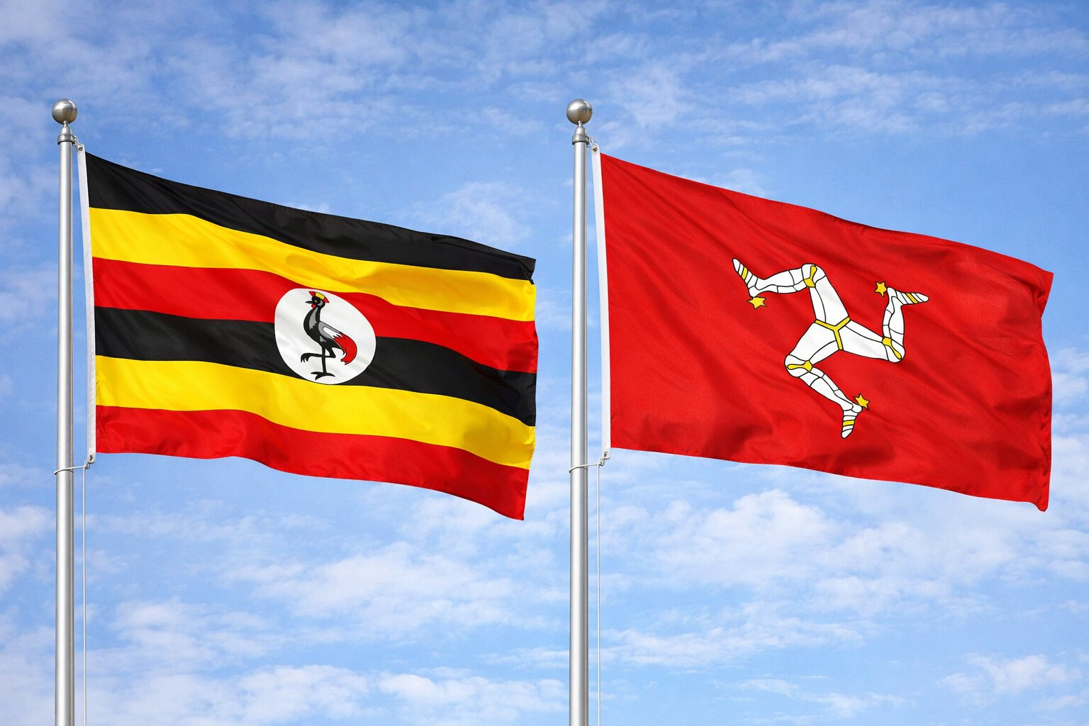 Uganda Flag And Isle Of Man Flag