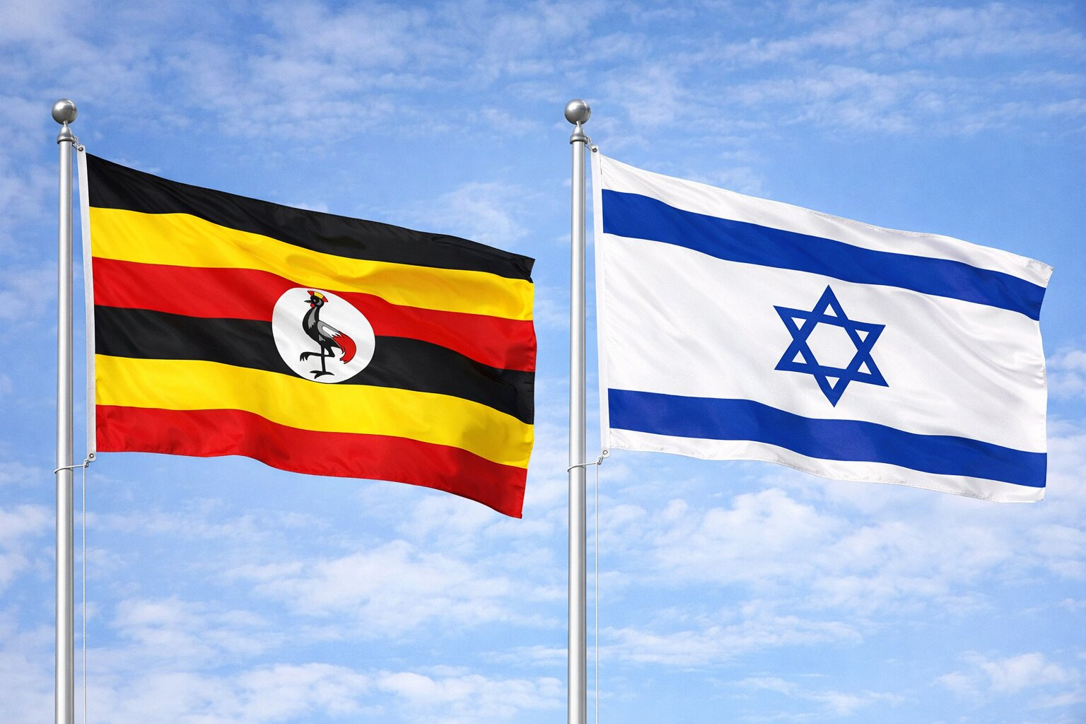 Uganda Flag And Israeli Flag