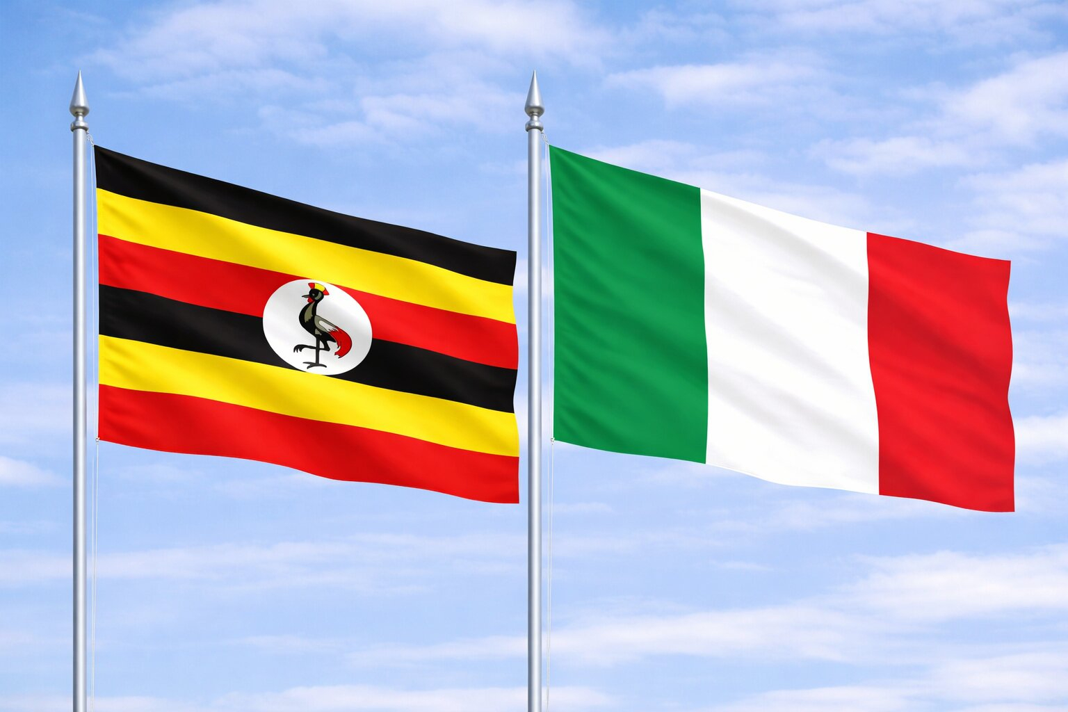 Uganda Flag And Italy Flag