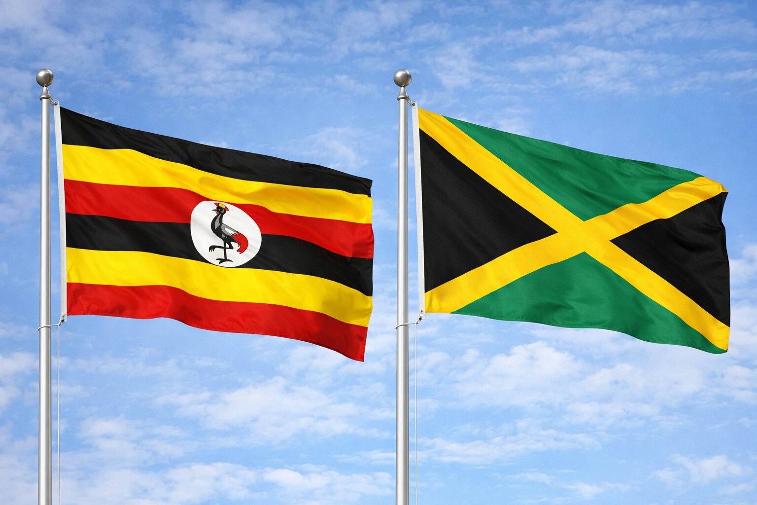 Uganda Flag And Jamaica Flag