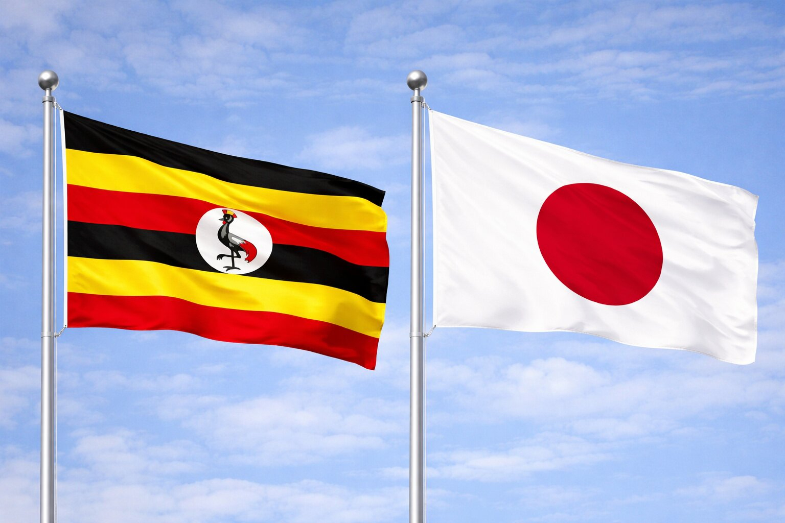 Uganda Flag And Japan Flag
