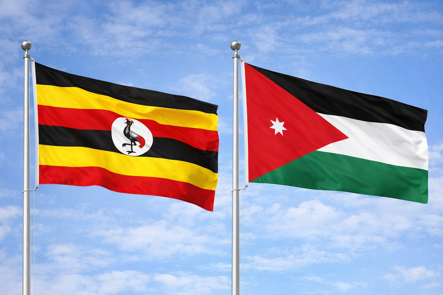 Uganda Flag And Jordanian Flag
