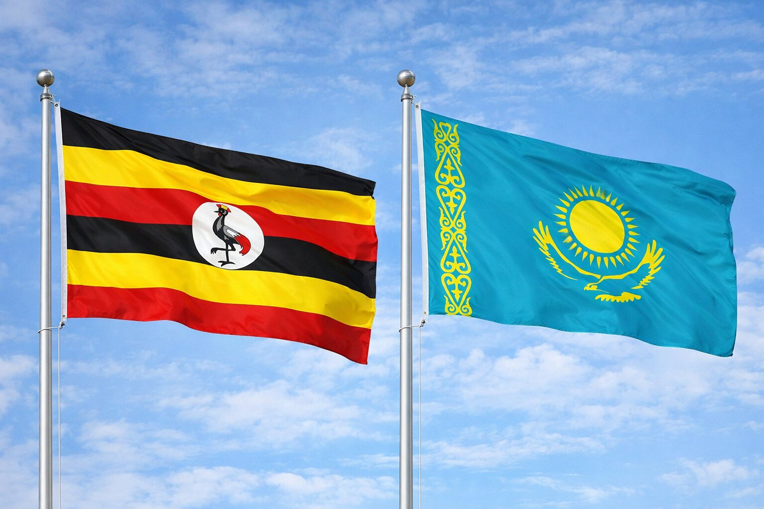 Uganda Flag And Kazakhstan Flag