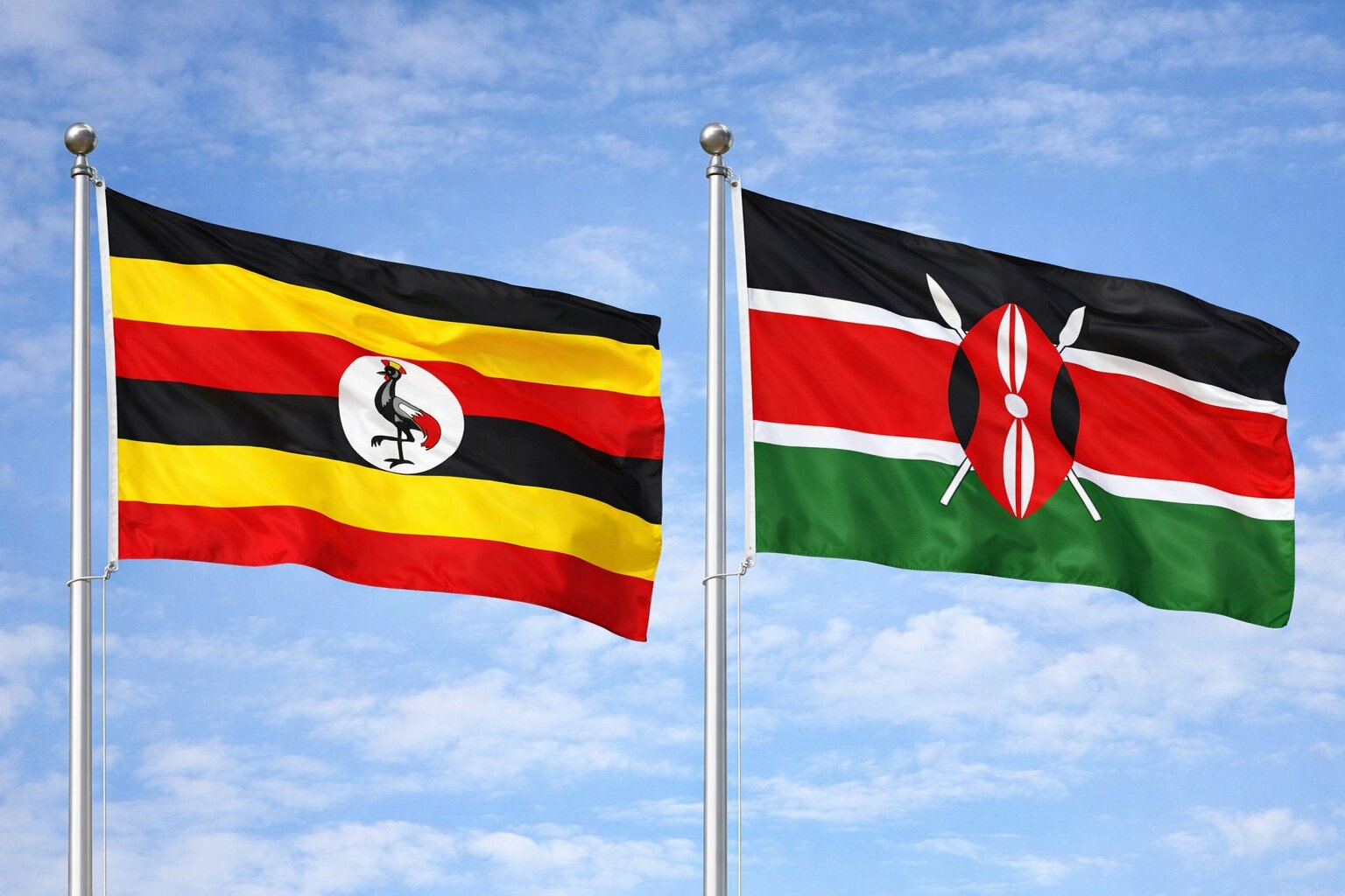 Uganda Flag And Kenya Flag