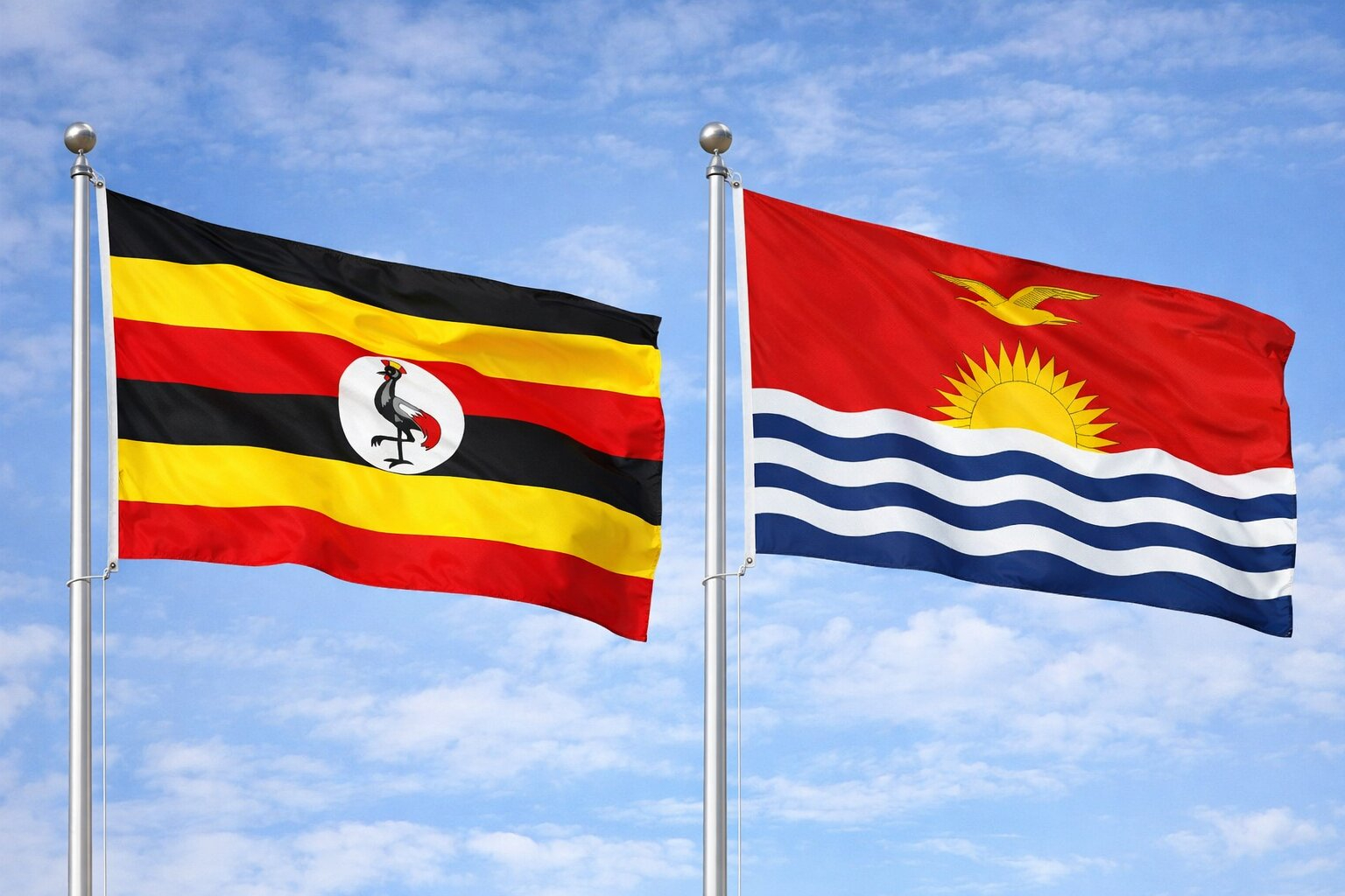 Uganda Flag And Kiribati Flag