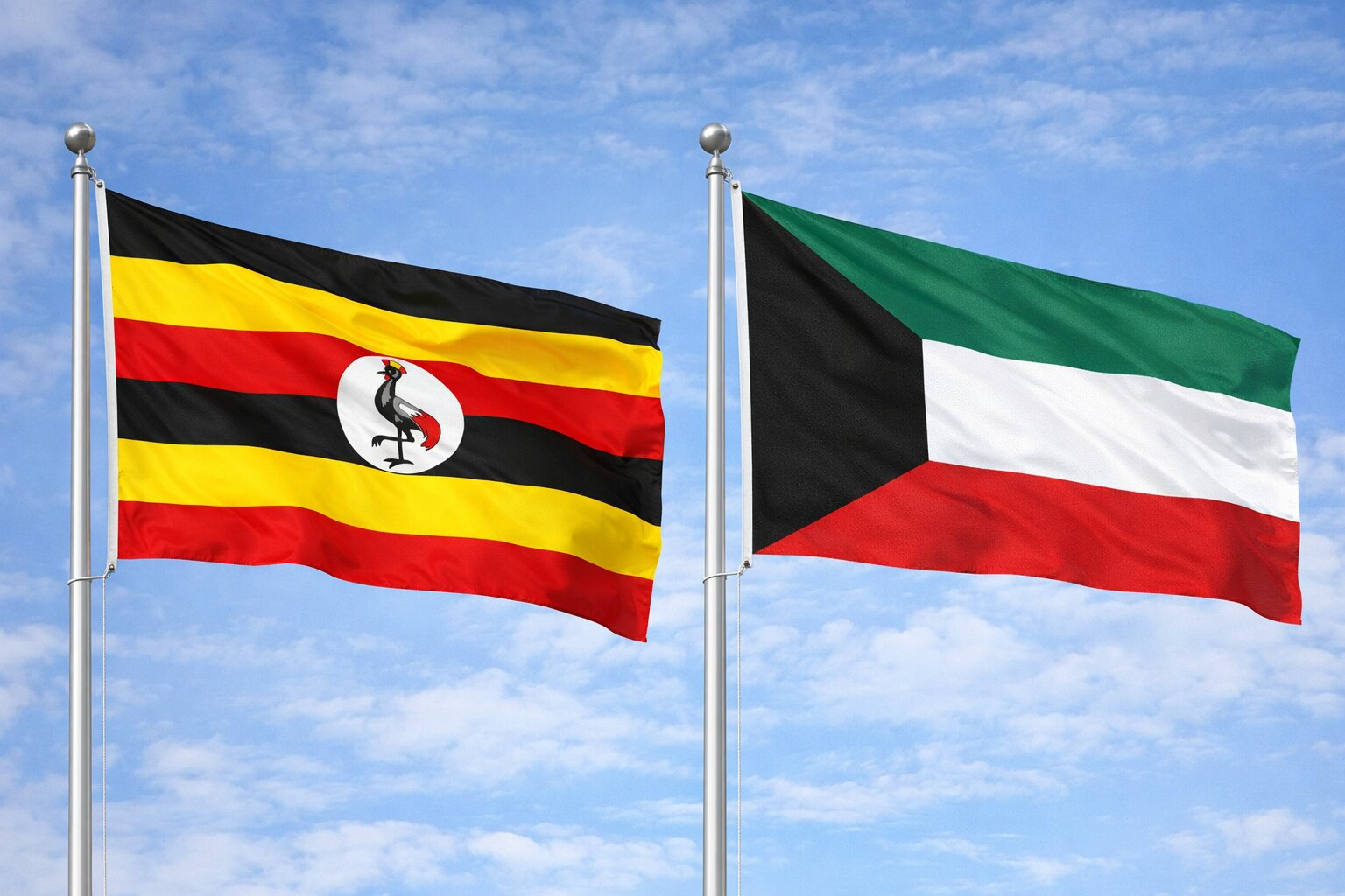 Uganda Flag And Kuwait Flag