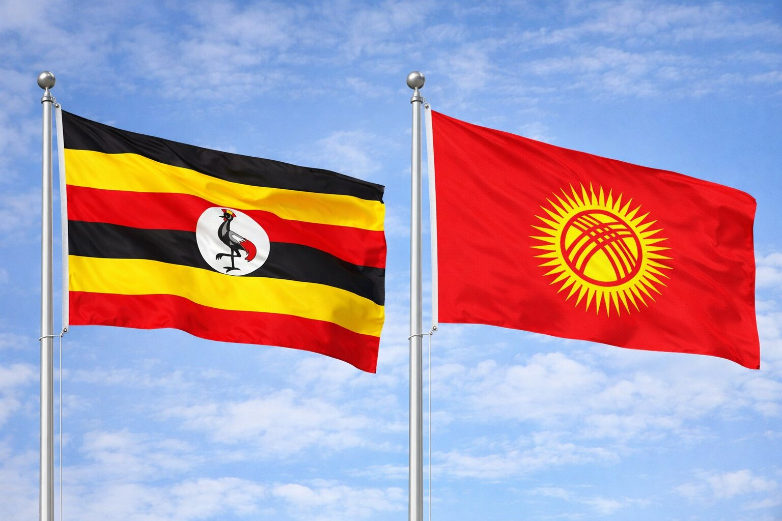 Uganda Flag And Kyrgyzstan Flag
