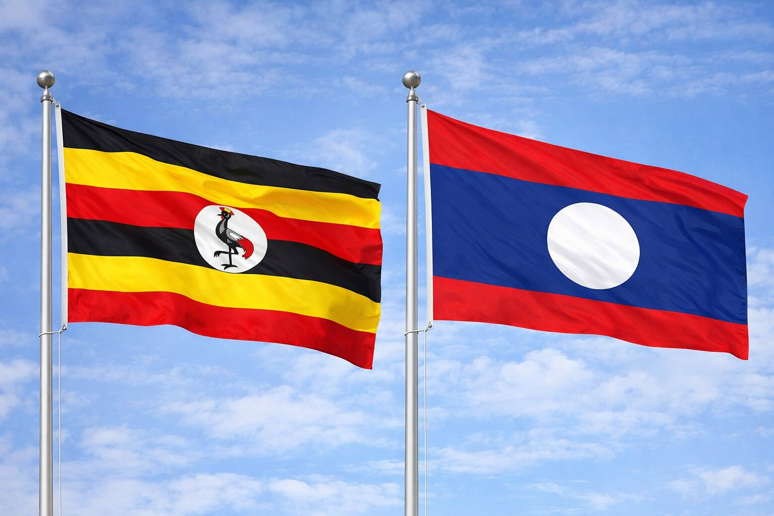 Uganda Flag And Laos Flag