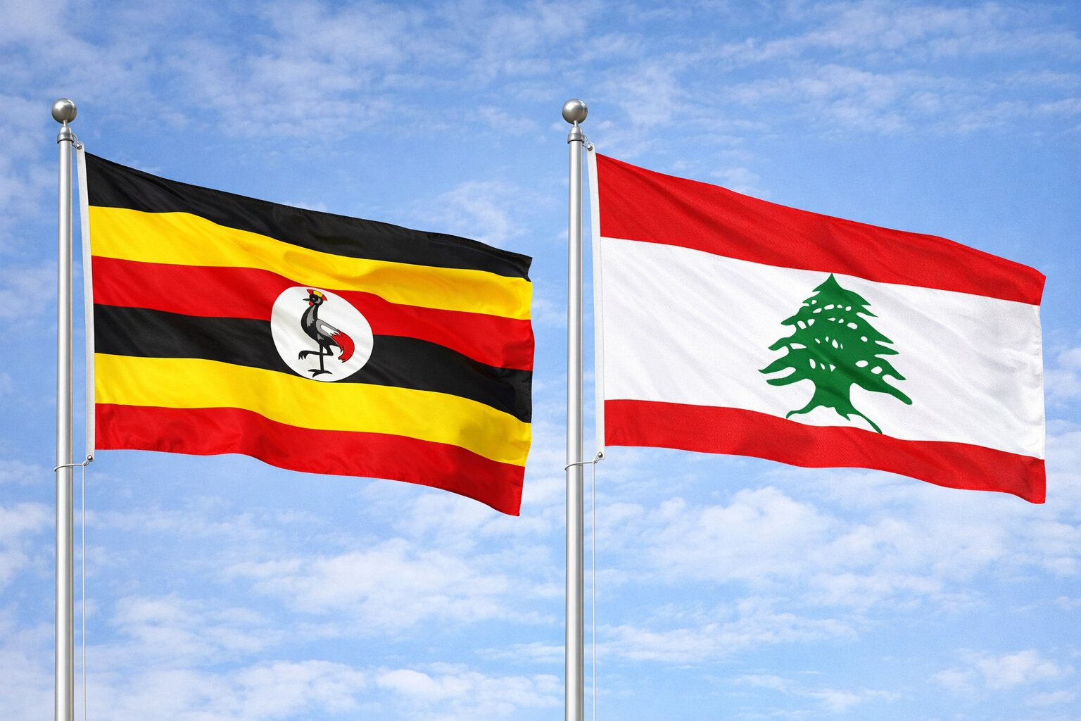 Uganda Flag And Lebanese Flag