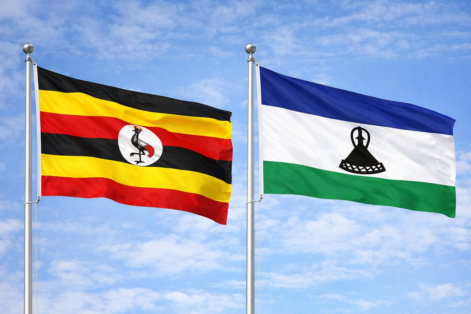 Uganda Flag And Lesotho Flag