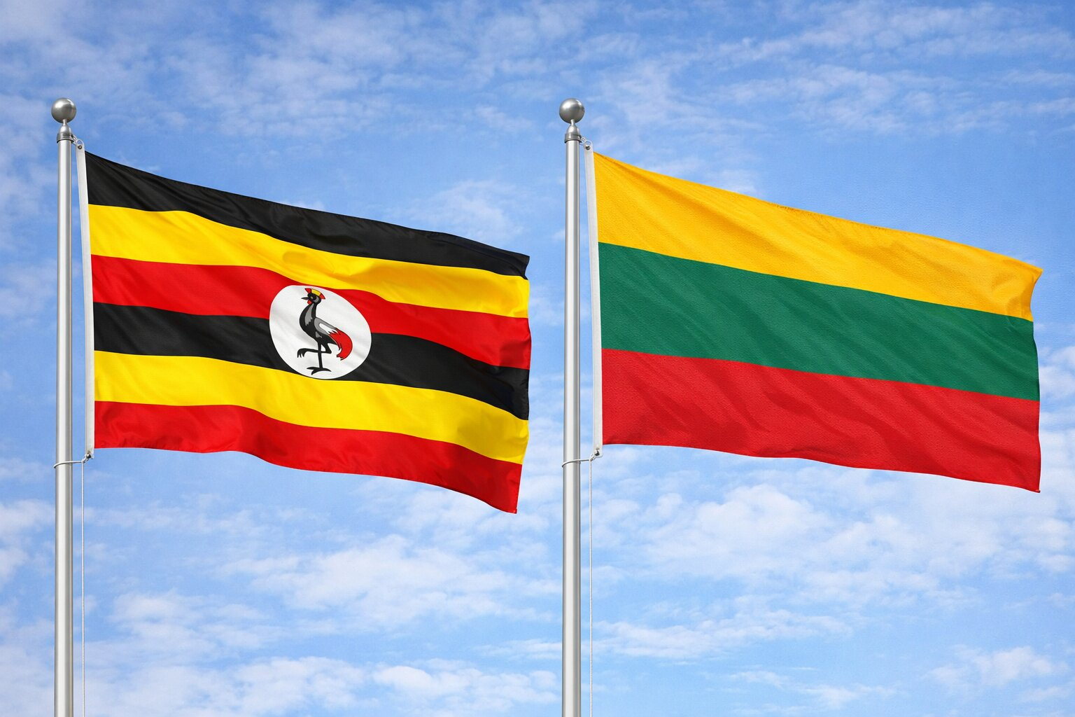 Uganda Flag And Lithuanian Flag