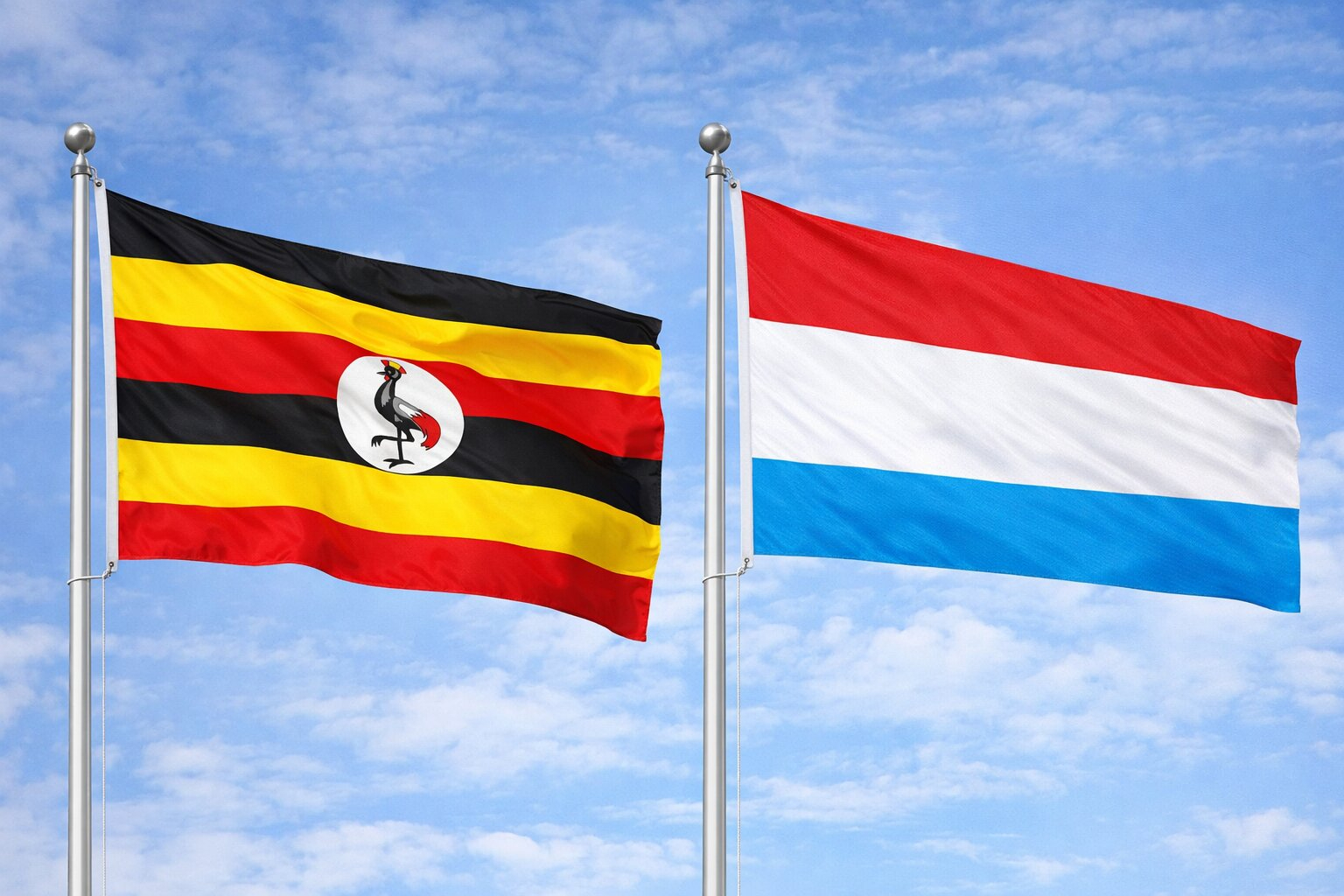Uganda Flag And Luxembourg Flag