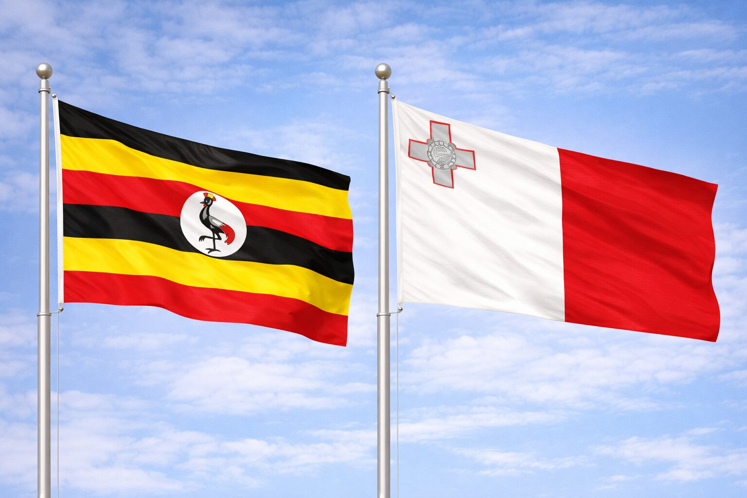 Uganda Flag And Malta Flag