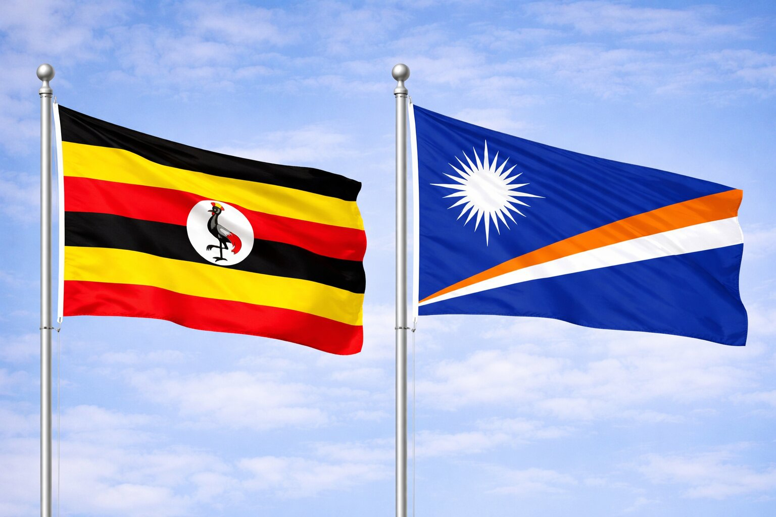 Uganda Flag And Marshall Islands Flag