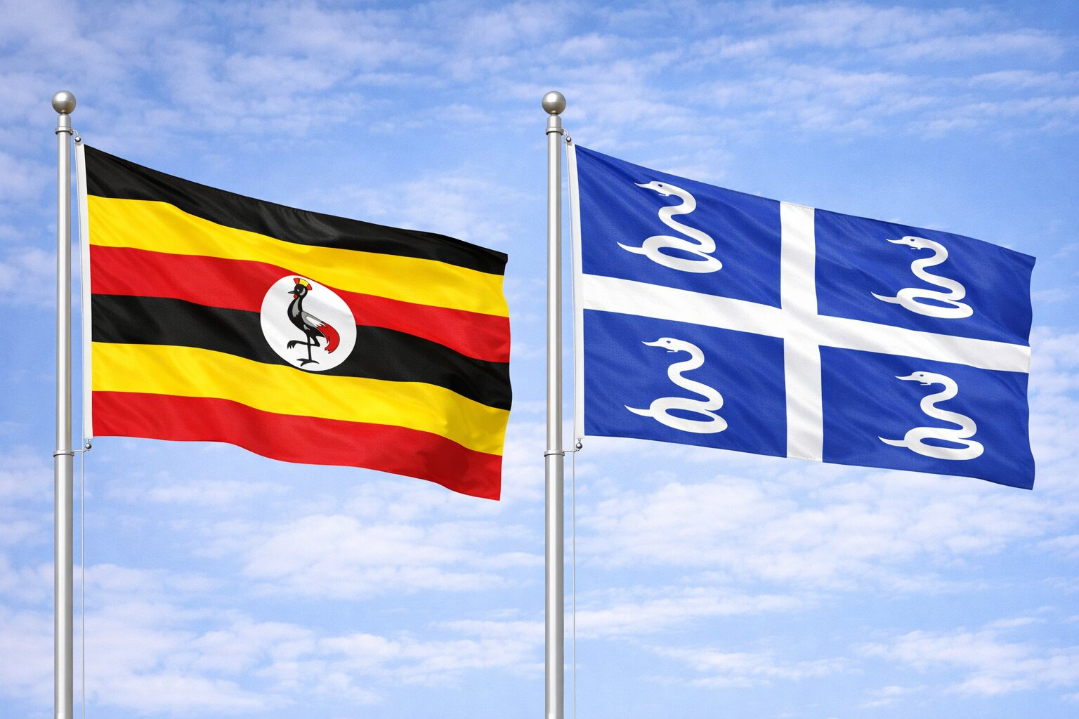 Uganda Flag And Martinique Flag
