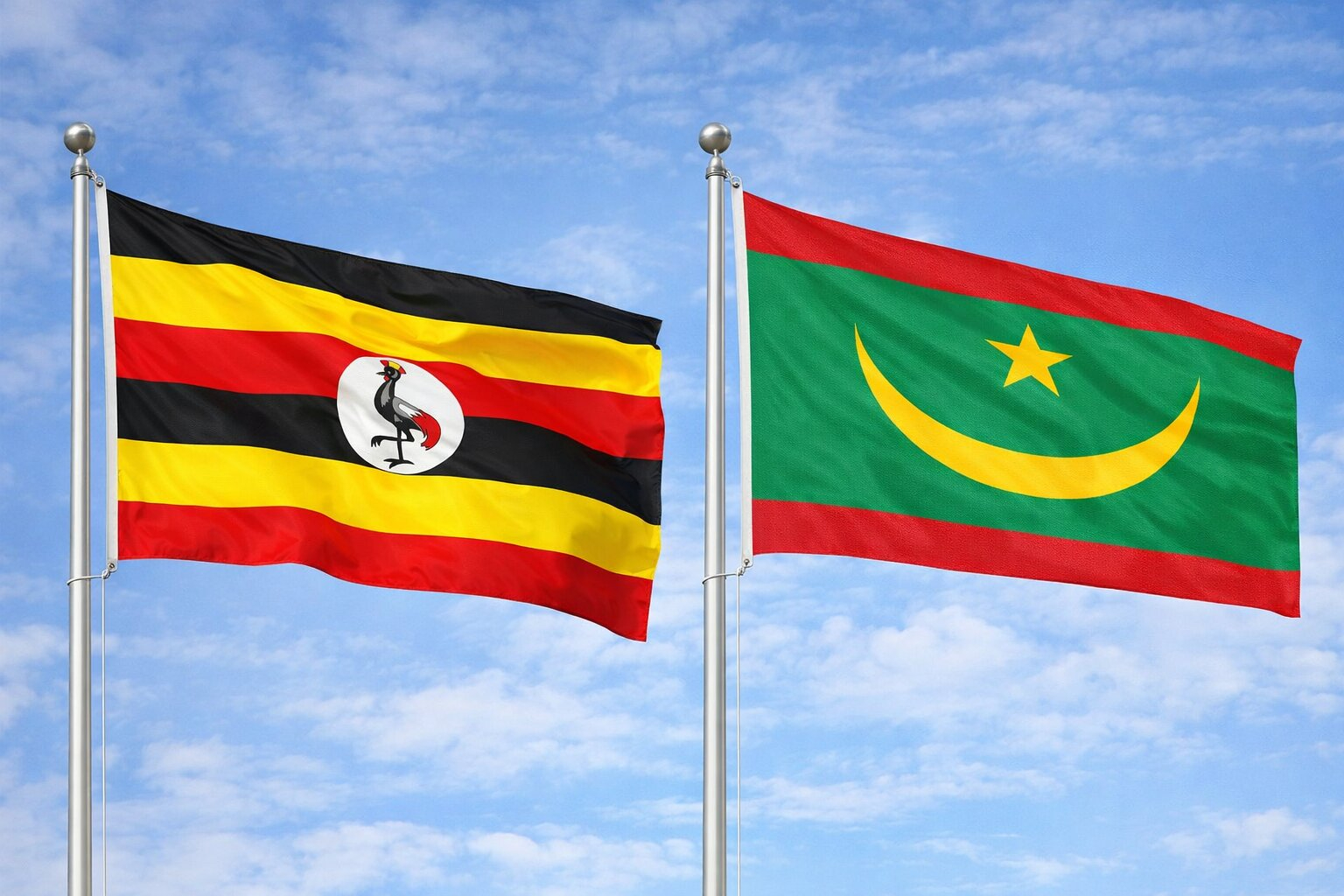 Uganda Flag And Mauritania Flag