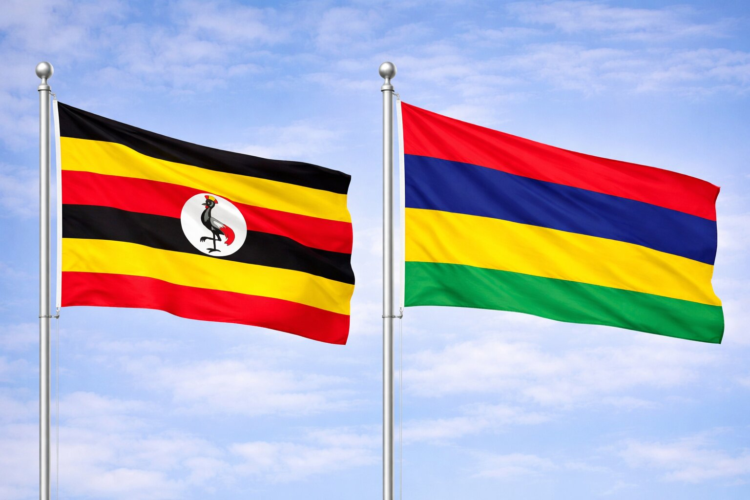 Uganda Flag And Mauritius Flag