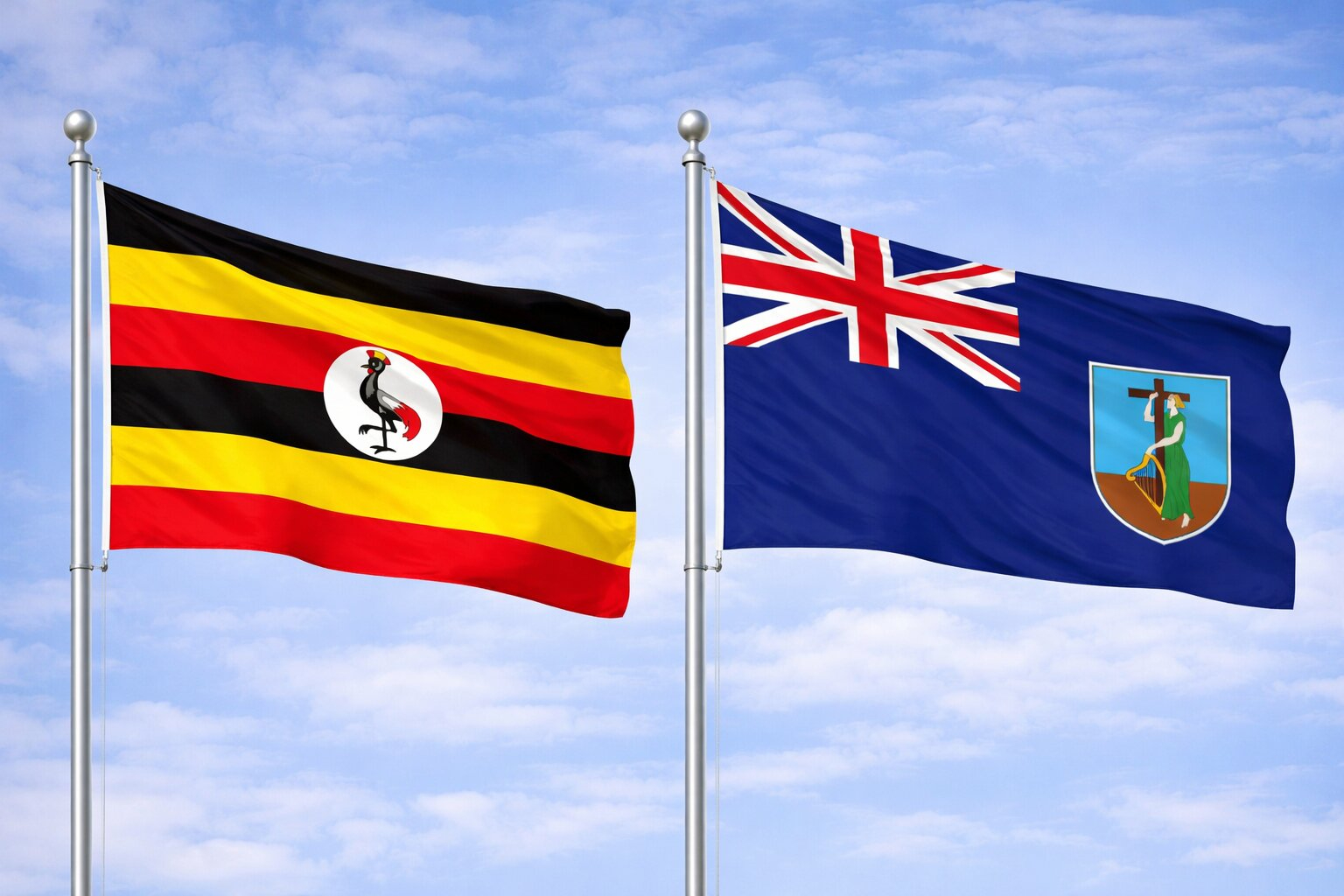 Uganda Flag And Montserrat Flag