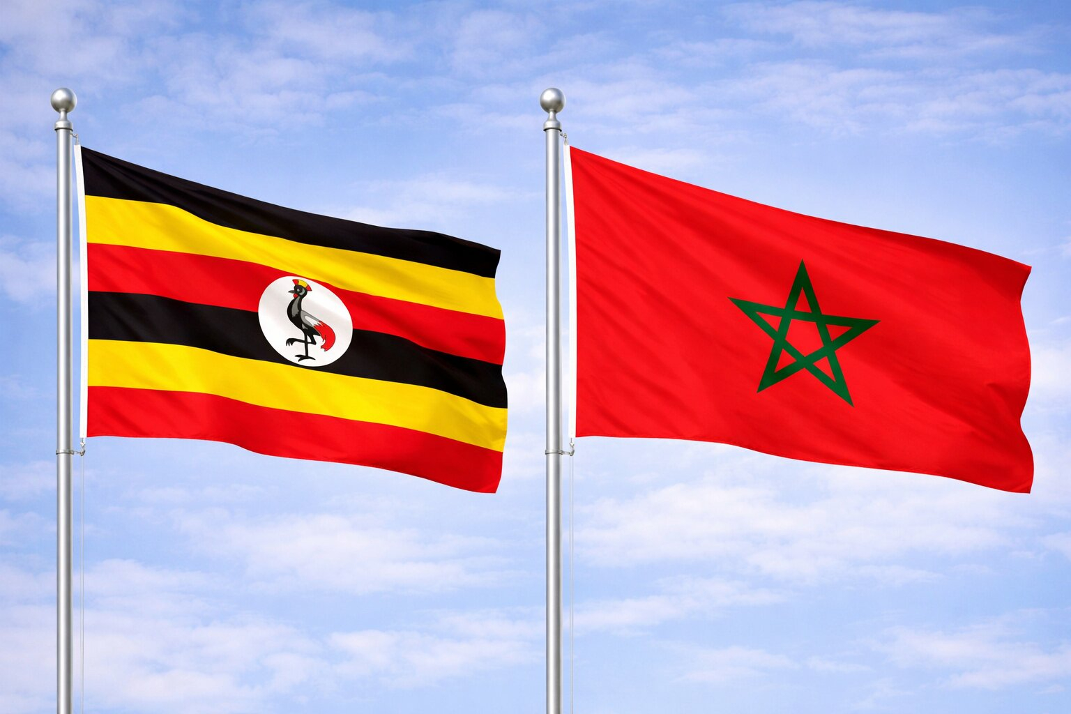 Uganda Flag And Moroccan Flag