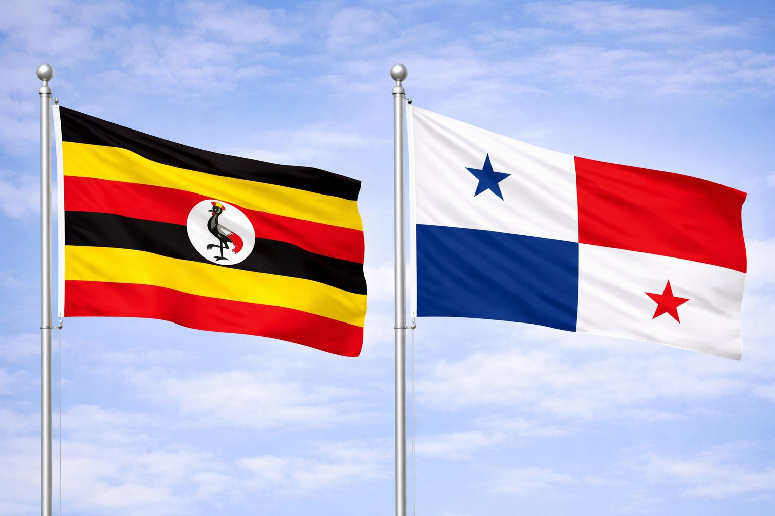 Uganda Flag And Panama Flag