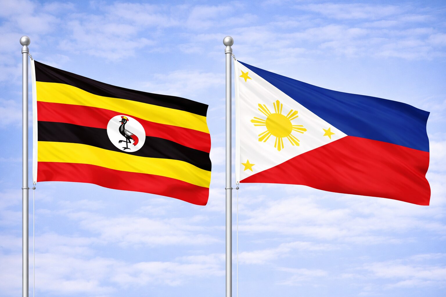 Uganda Flag And Philippine Flag