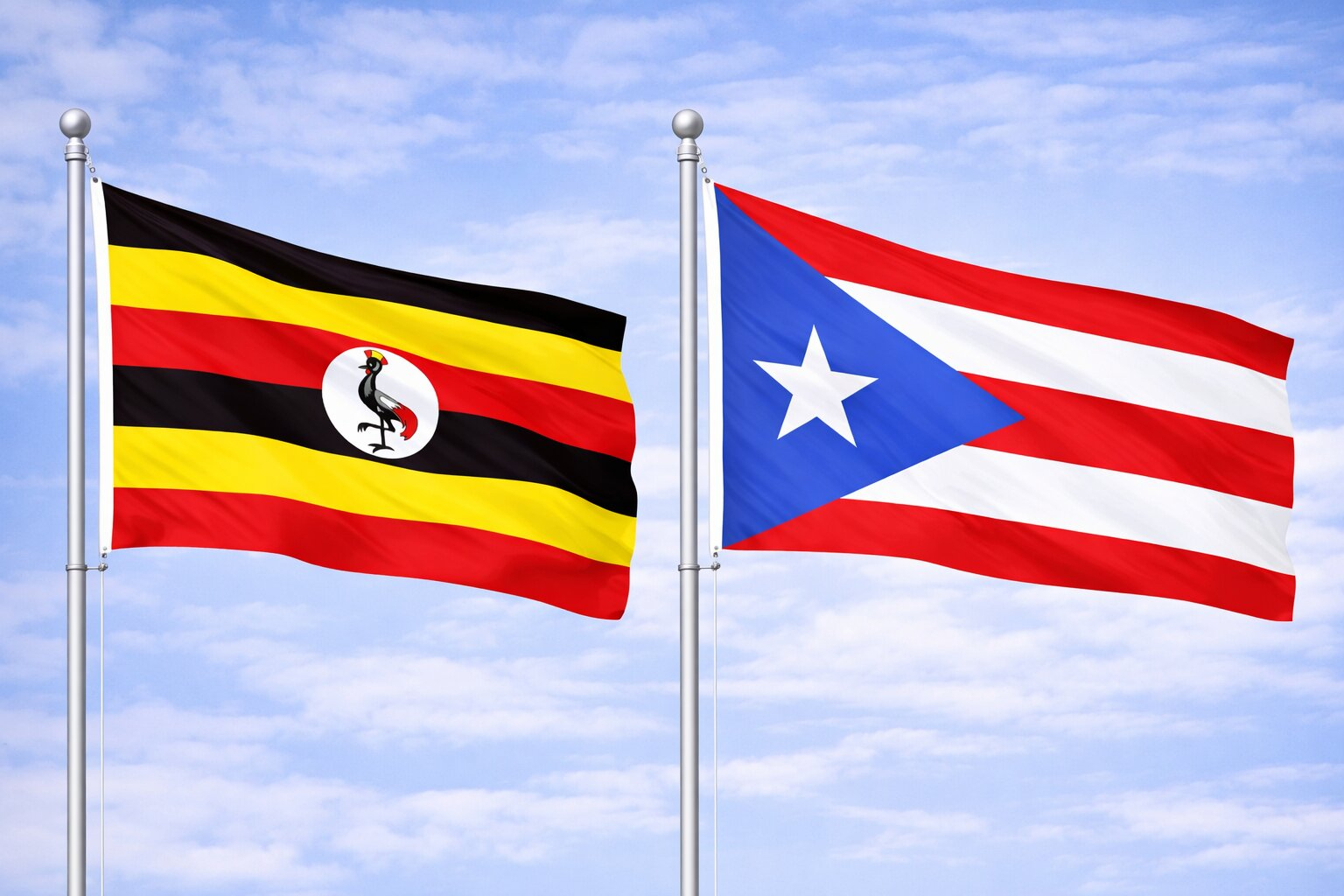 Uganda Flag And Puerto Rico Flag