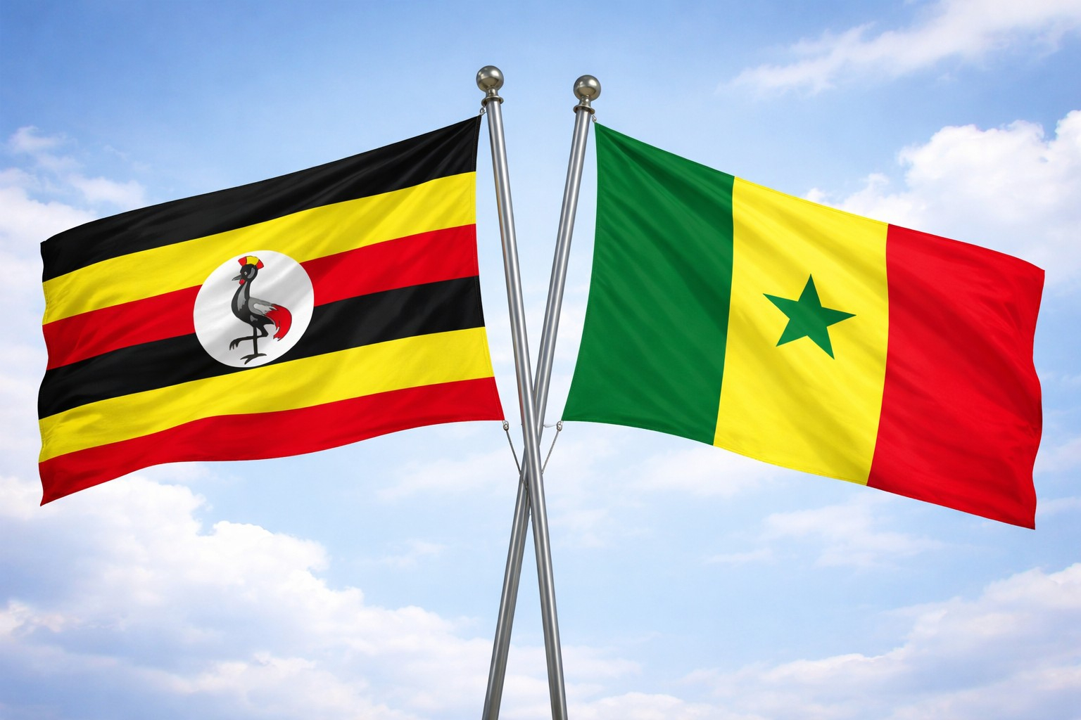 Uganda Flag And Senegal Flag Together