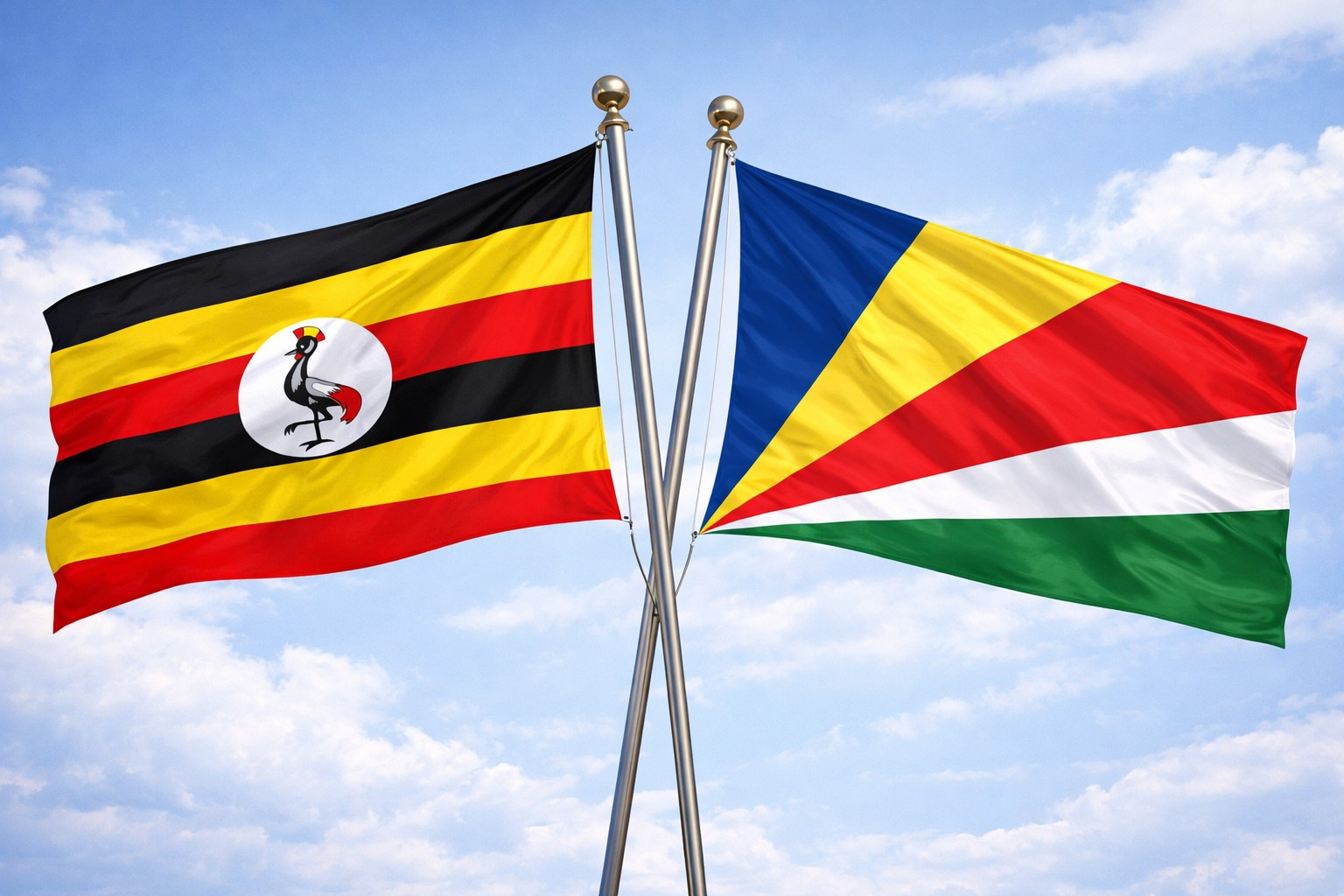 Uganda Flag And Seychelles Flag