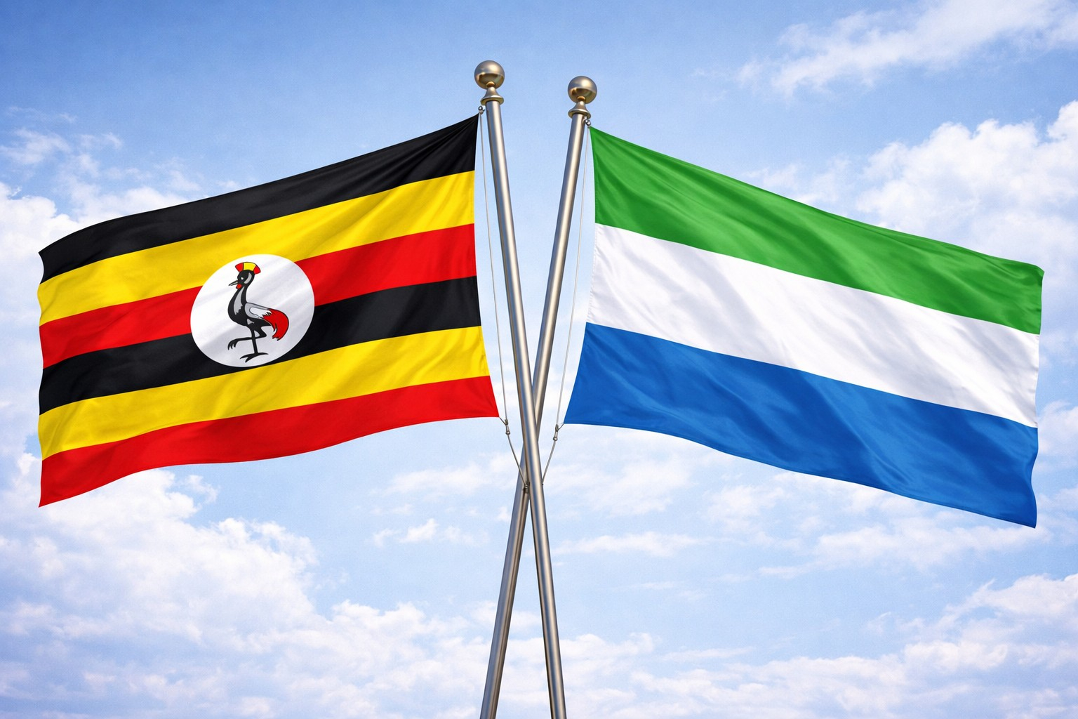 Uganda Flag And Sierra And Leone Flag