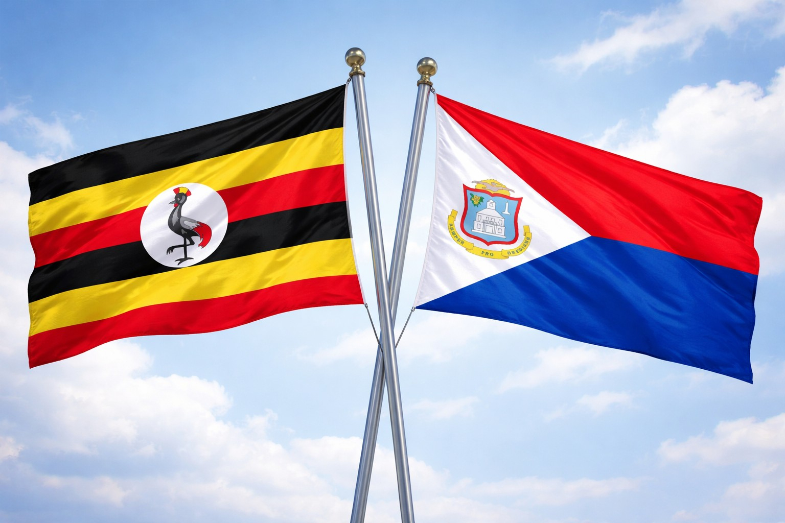 Uganda Flag And Sint Maarten Flag