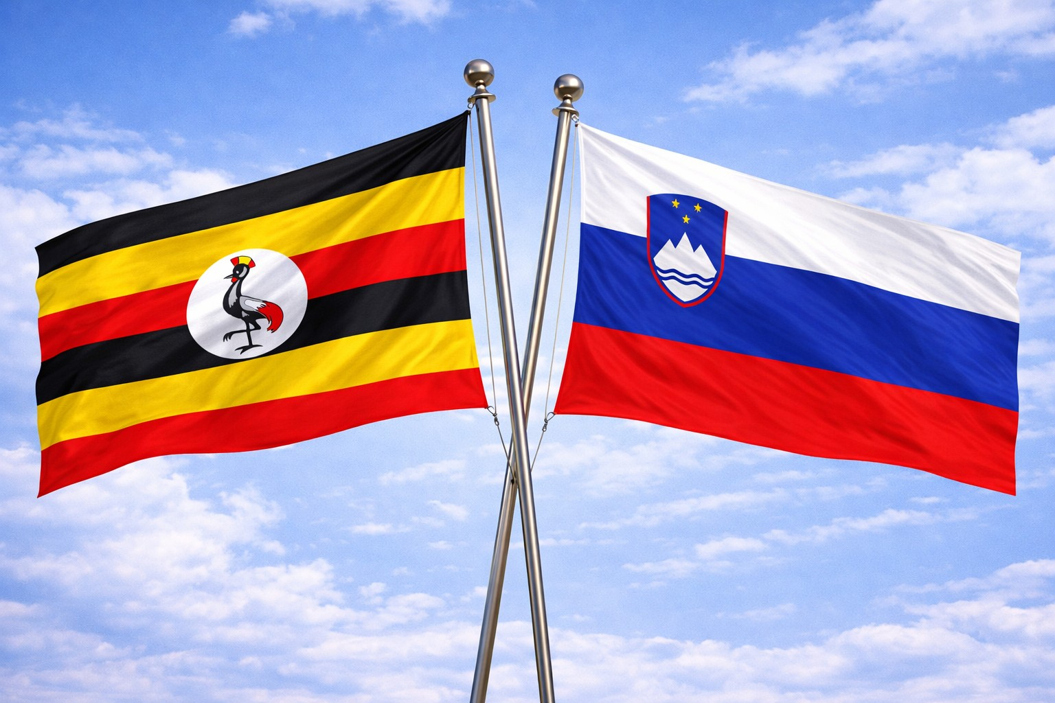 Uganda Flag And Slovenia Flag