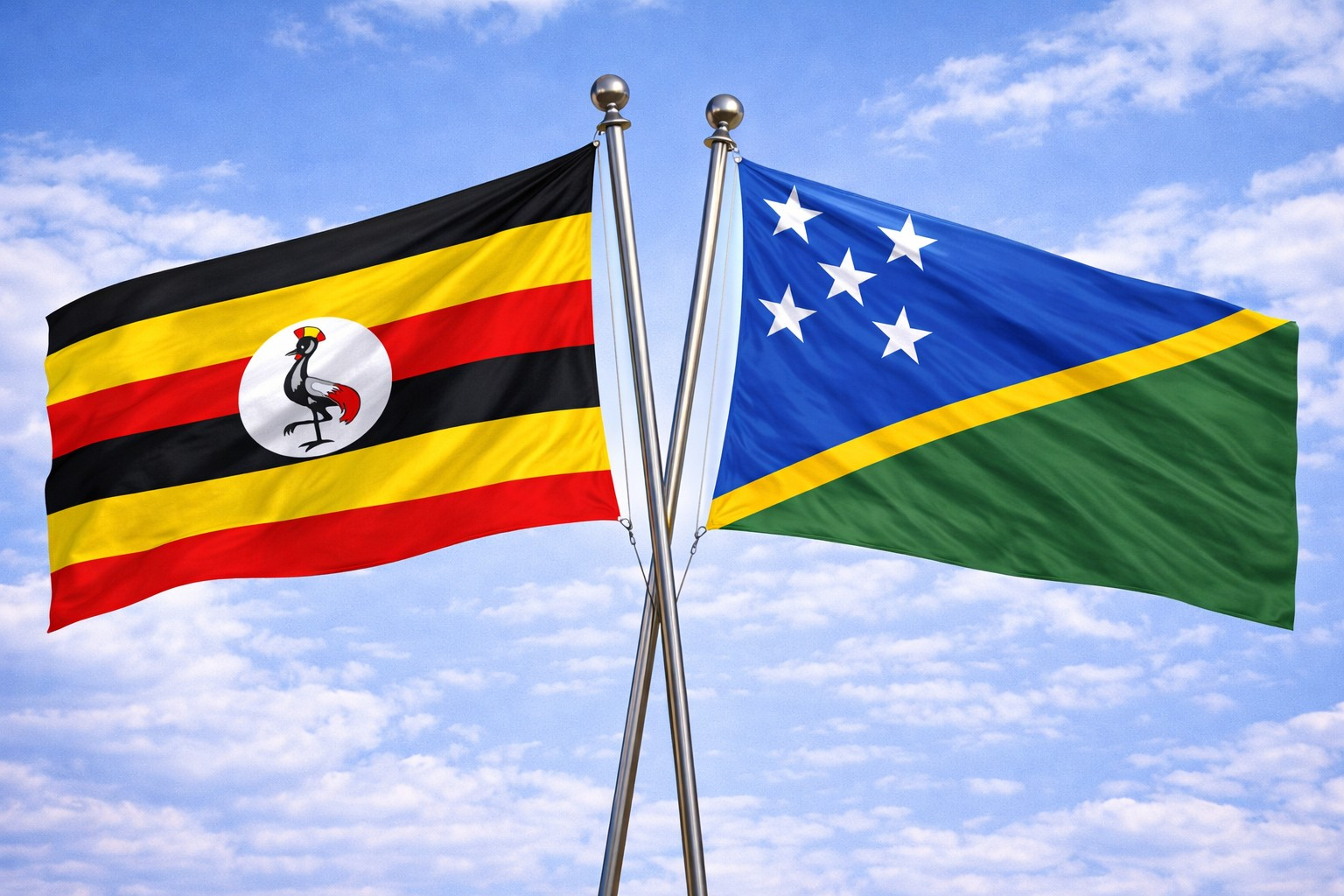Uganda Flag And Soloman Islands Flag