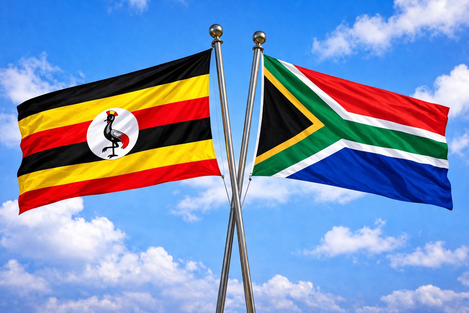 Uganda Flag And South Africa Flag