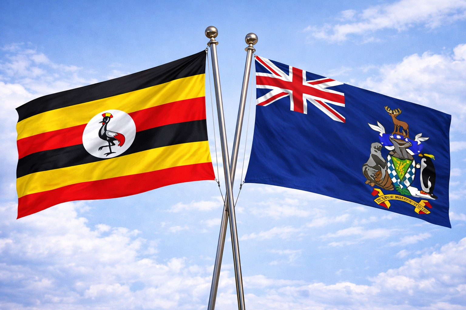 Uganda Flag And South Georgia And The South Sandwich Islands Flag