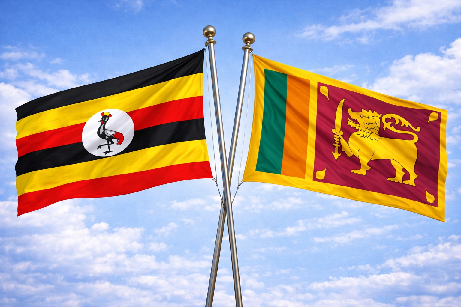 Uganda Flag And Sri Lanka Flag
