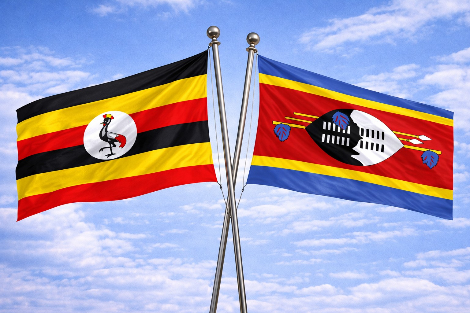 Uganda Flag And Swaziland Flag